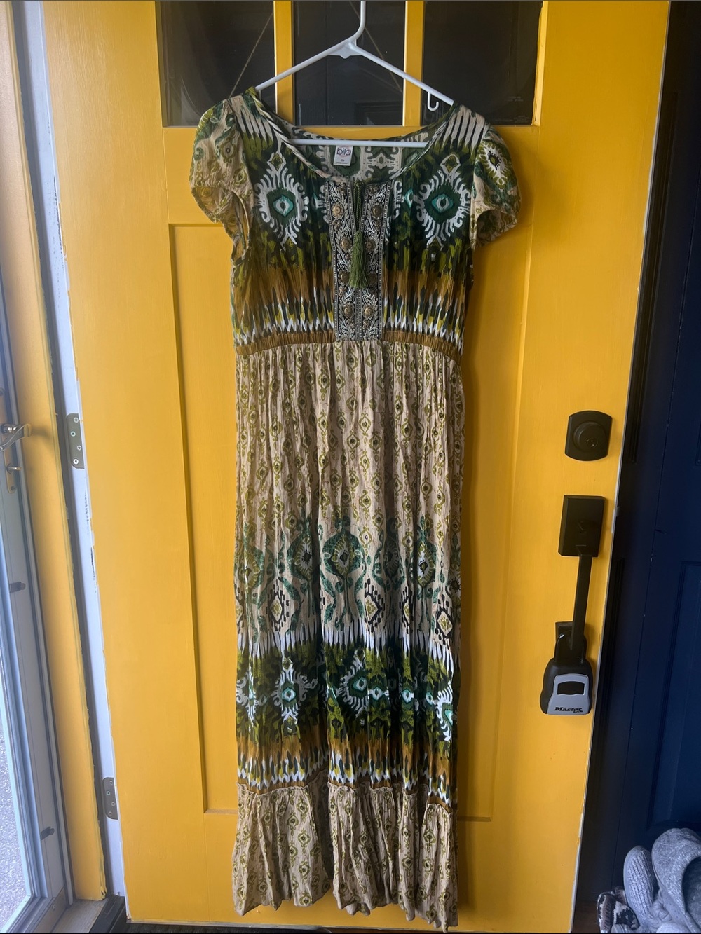Green Patterned Boho Maxi Dress - Casual Summer Style